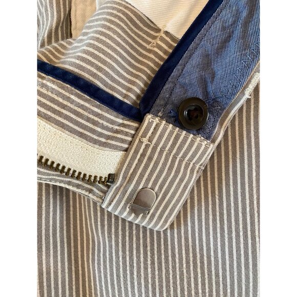 J. CREW 10.5" Club Shorts Men 34W Striped Grey/White Flat Front Casual Chino - Picture 4 of 16